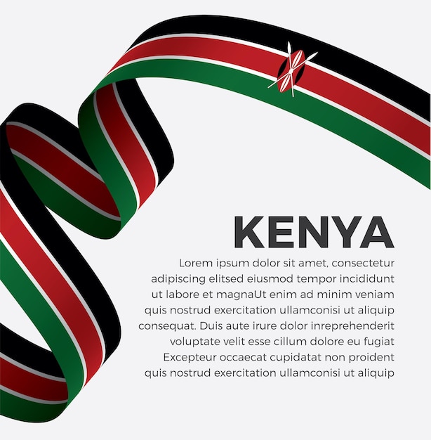 Ilustración de vector de bandera de cinta de kenia sobre un fondo blanco Vector Premium