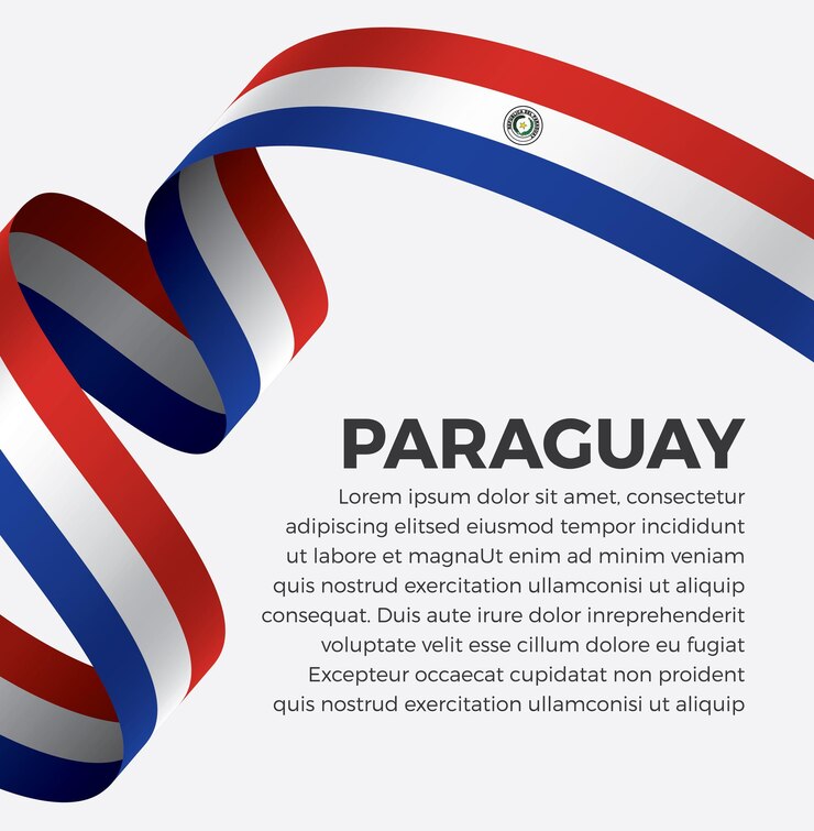 Ilustración de vector de bandera de cinta de paraguay sobre un fondo blanco Vector Premium