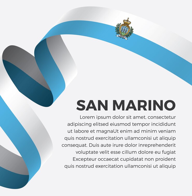 Ilustración de vector de bandera de cinta de san marino sobre un fondo blanco Vector Premium