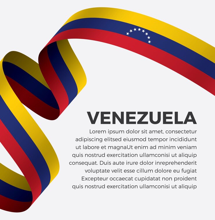 Ilustración de vector de bandera de cinta de venezuela sobre un fondo blanco Vector Premium