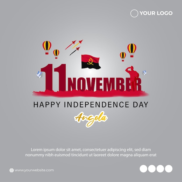 Ilustración de vector de bandera feliz día de la independencia de Angola