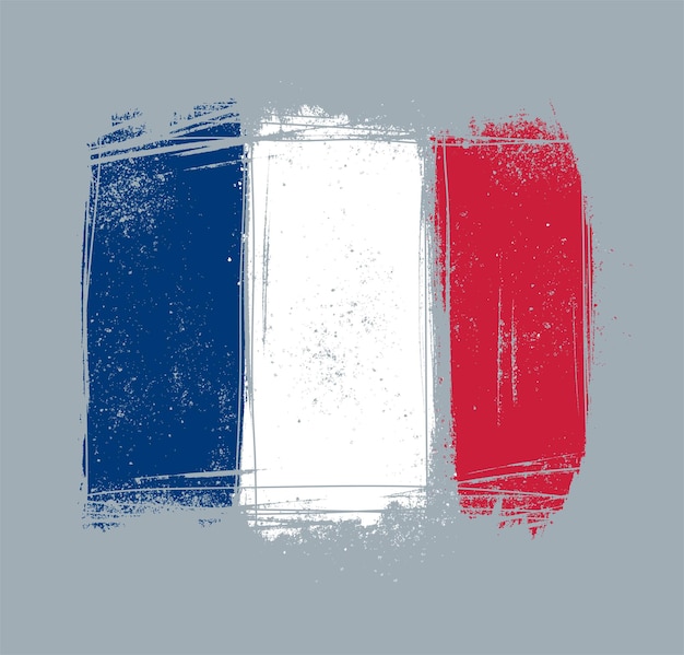 Ilustración de vector de bandera francesa grunge