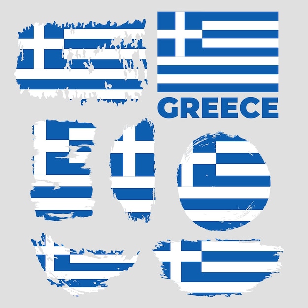 Ilustración de vector de bandera de Grecia sobre un fondo gris