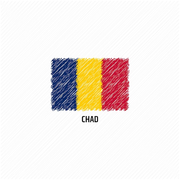 Ilustración de vector de bandera de grunge de chad