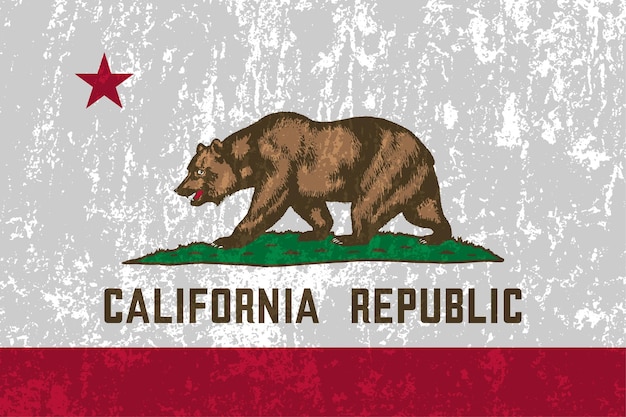 Ilustración de Vector de bandera de grunge de estado de California