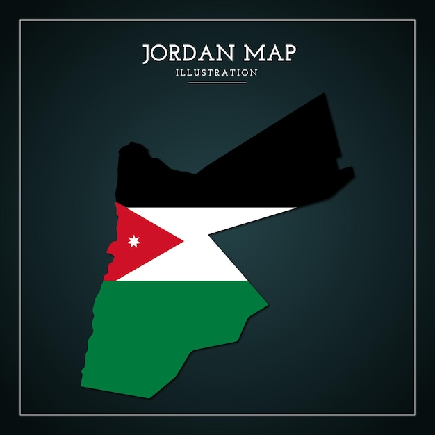 Ilustración de Vector de bandera de mapa de Jordania 3D