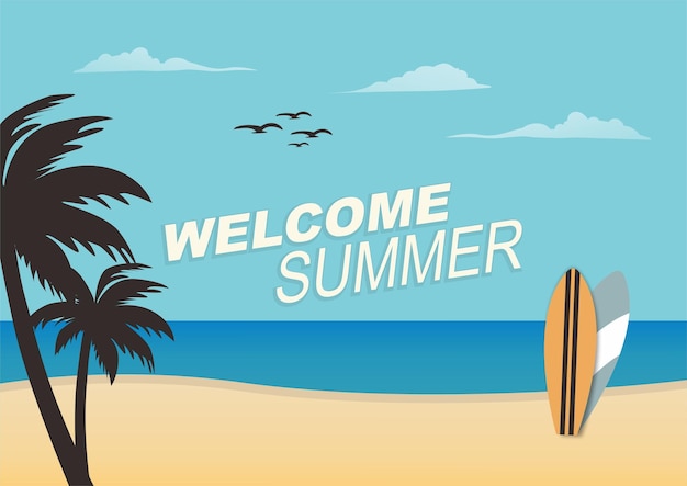 ilustración de vector de banner de bienvenida de verano