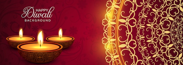 Vector ilustración de vector de banner colorido elegante feliz diwali