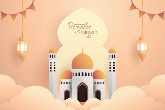 Ilustración de vector de banner de diseño de fondo de ramadan kareem