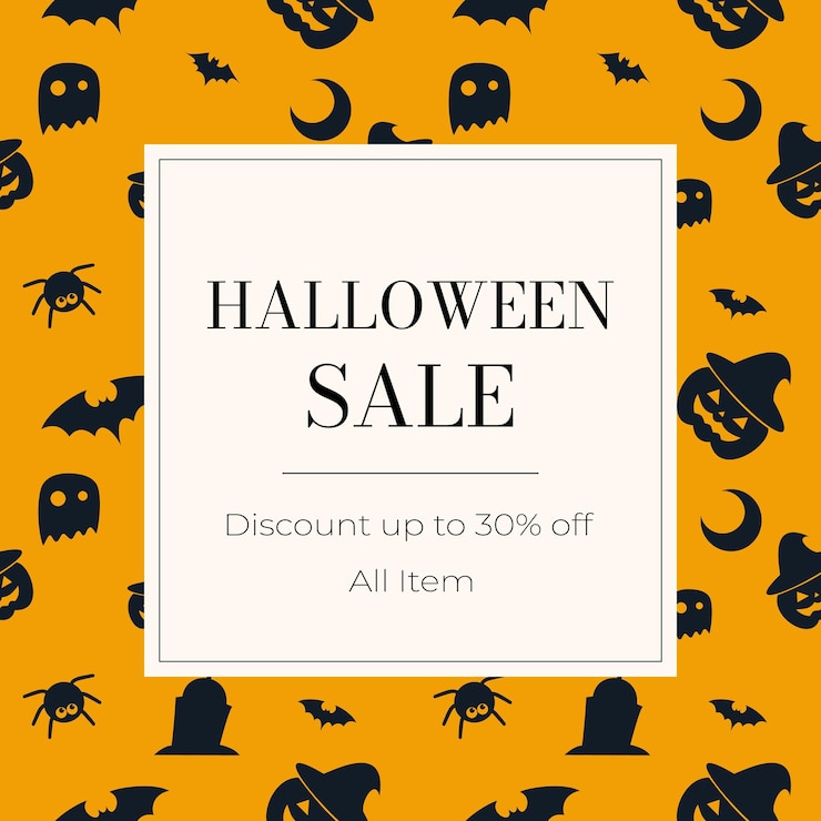 Ilustración de vector de banner de promoción de venta de Halloween.