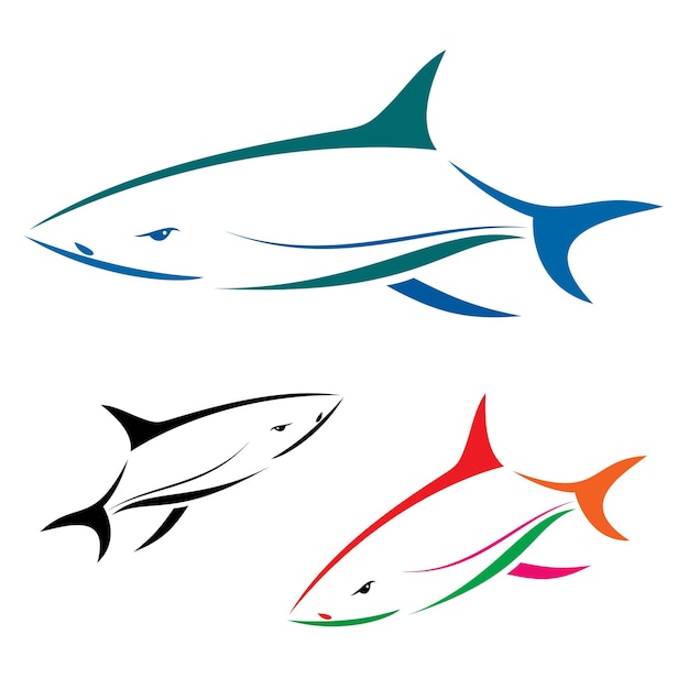 Ilustración de vector de banner de tiburón sobre fondo blanco