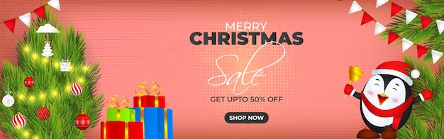 Ilustración de vector de banner de venta de feliz navidad