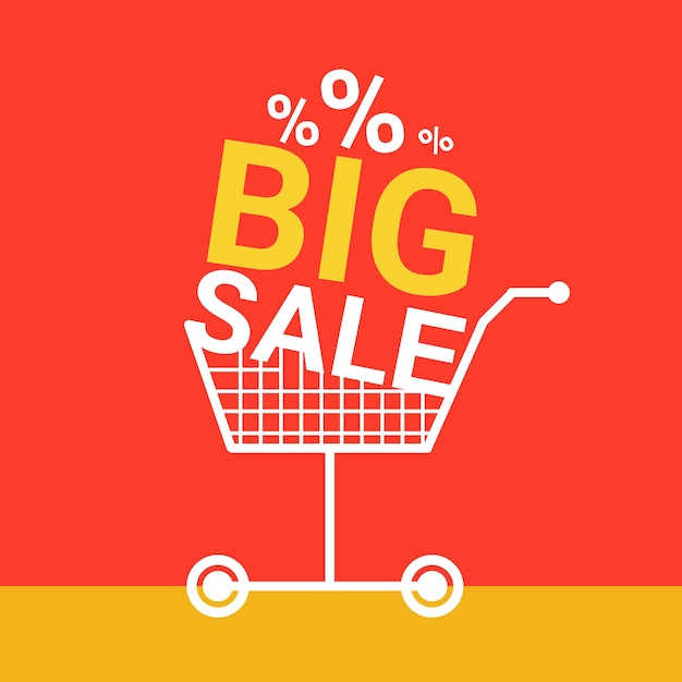 Ilustración de Vector de Banner de venta grande de carrito de compras