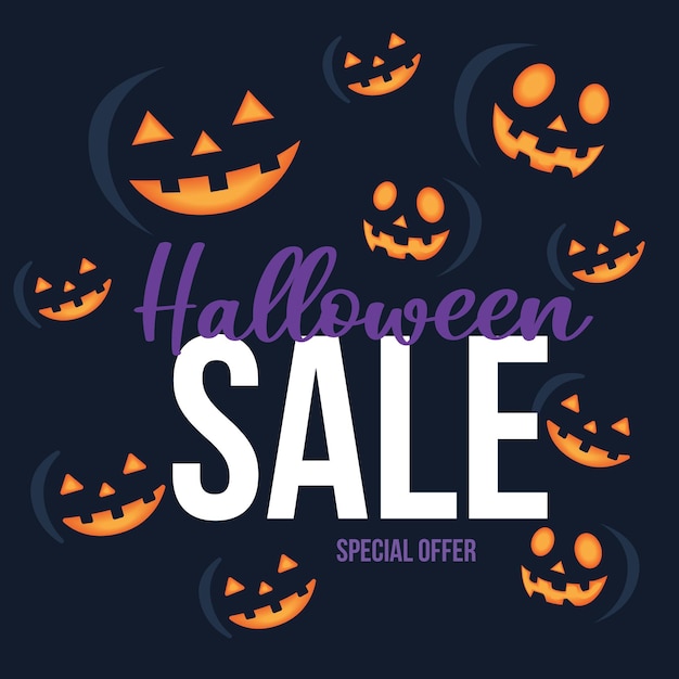 Ilustración de vector de banner de venta de Halloween