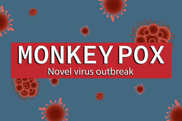 Ilustración de vector de banner del virus de la viruela del mono para concienciar y advertir sobre la propagación