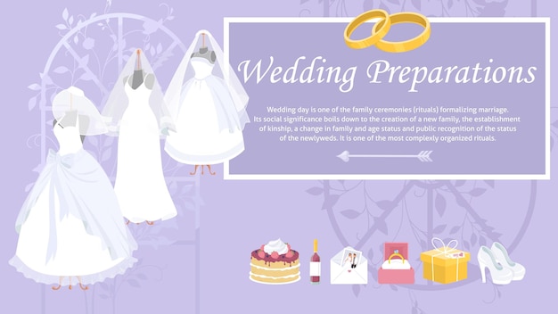 Ilustración de vector de banner web de preparativos de boda