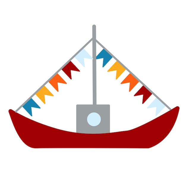 Ilustración de vector de barco de estilo infantil adorable perfecta para sus proyectos creativos