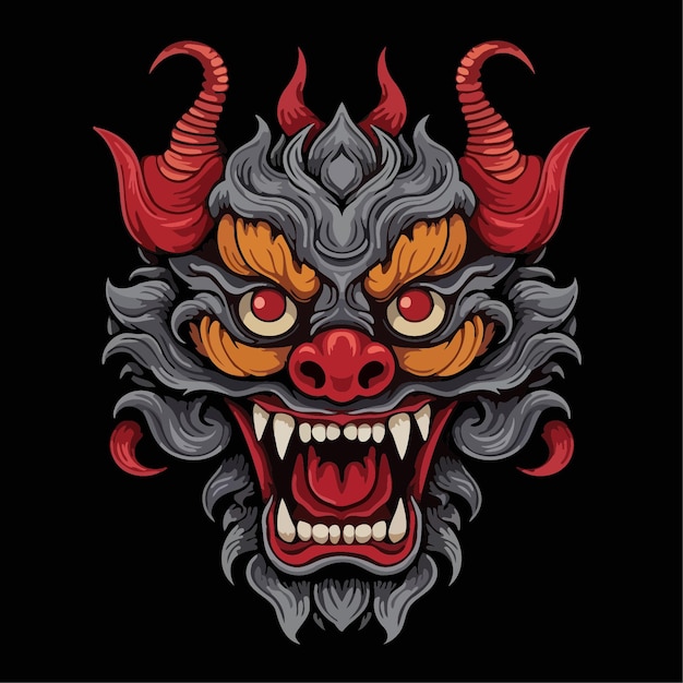 Ilustración de vector de barong Diseño simple de barong indonesio