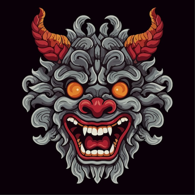 Ilustración de vector de barong Diseño simple de barong indonesio