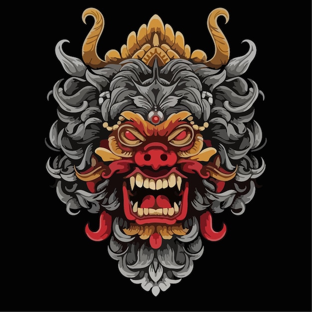 Ilustración de vector de barong Diseño simple de barong indonesio