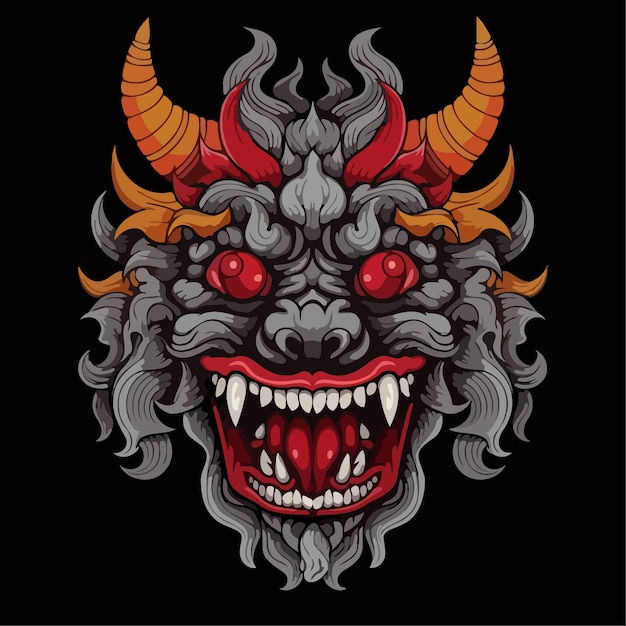 Ilustración de vector de barong Diseño simple de barong indonesio