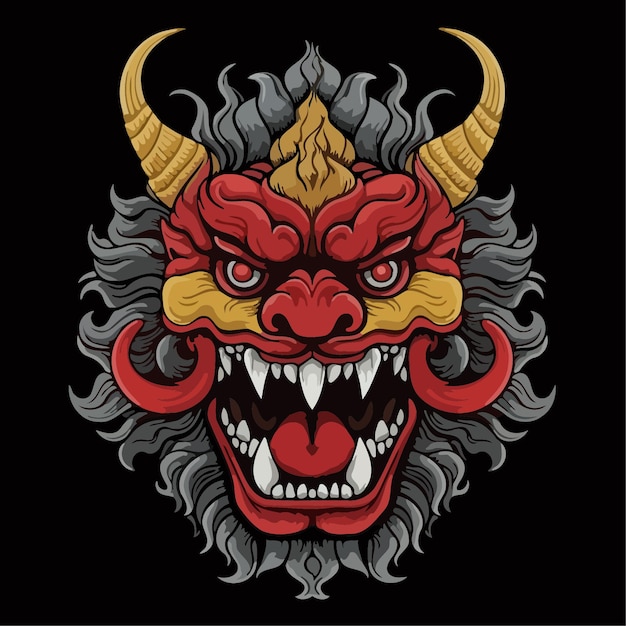 Ilustración de vector de barong Diseño simple de barong indonesio