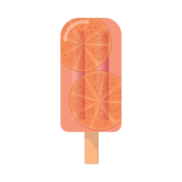 Ilustración de vector de barra de helado de fruta de naranja dulce sobre fondo blanco