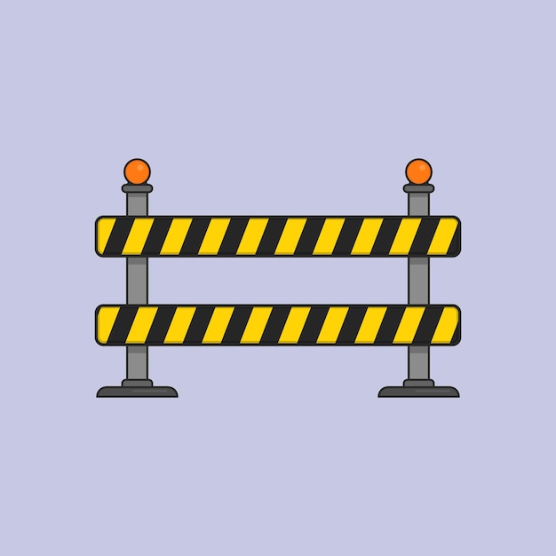 Vector ilustración del vector de barrera de construcción plana bloqueo de barrera amarilla.