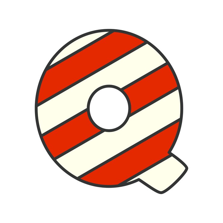 Vector ilustración de vector de bastón de caramelo de letra q