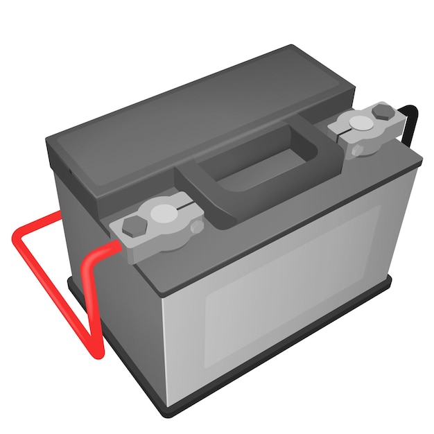 Ilustración de vector de batería de coche con terminales conectados