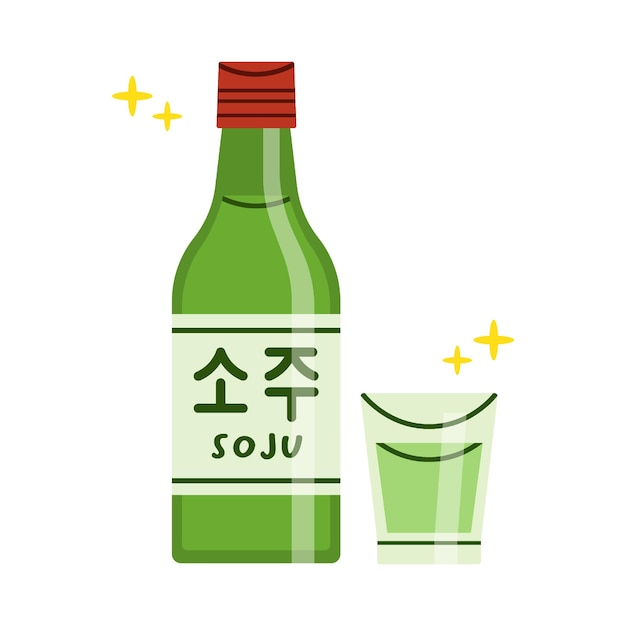 Ilustración de vector de bebida alcohólica coreana