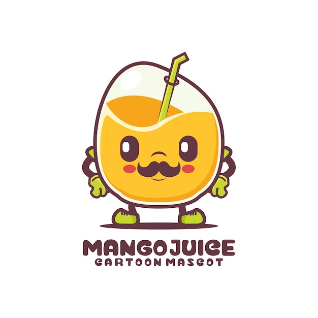 Ilustración de vector de bebida natural fresca de dibujos animados de jugo de mango