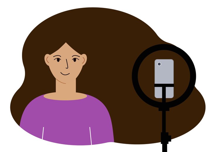 Vector ilustración de vector de una bella mujer blogger de belleza