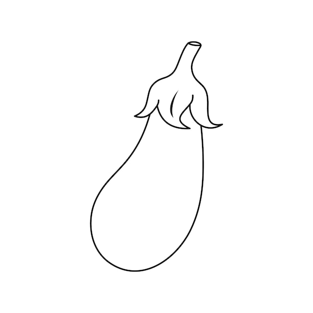 Ilustración de vector de berenjena. Verdura de berenjena de dibujos animados. Dibujo a mano de berenjena aislado.