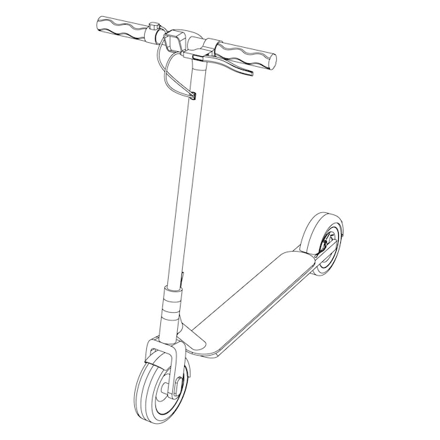 Ilustración de vector de bicicleta scooter eléctrico - ilustración de arte de línea