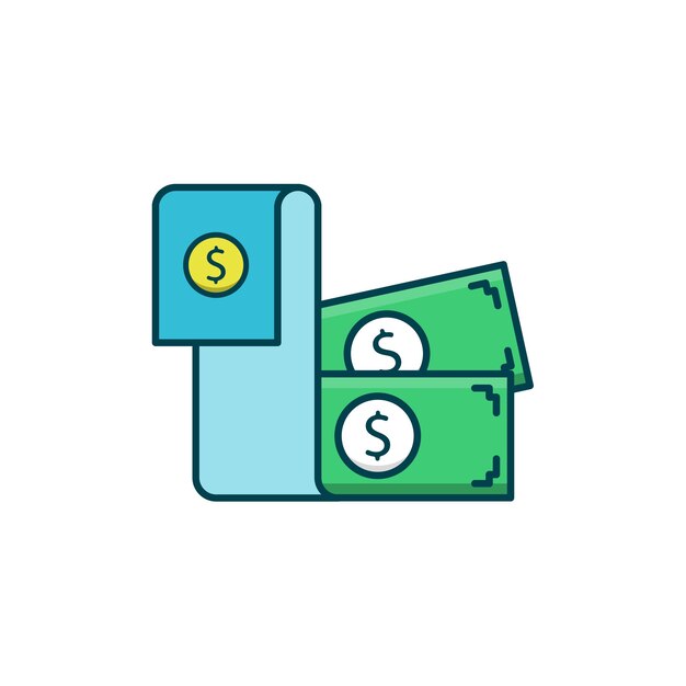 Ilustración de vector de billete de dólar Inicio y nuevo icono de contorno lleno de negocios