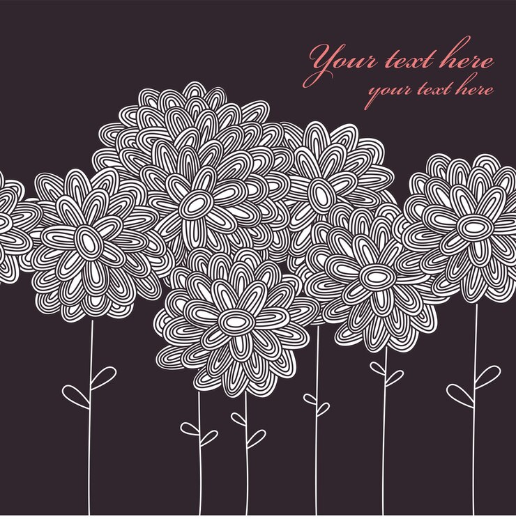 Ilustración Vector blanco Flor con fondo negro