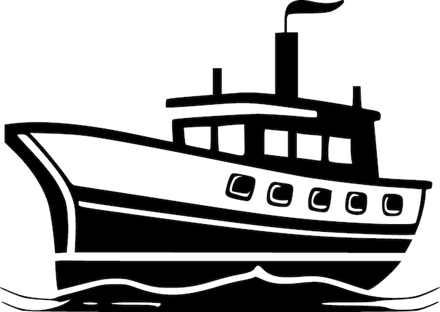 Ilustración de vector blanco y negro de barco