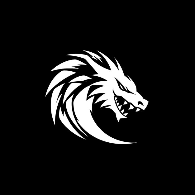 Ilustración de Vector blanco y negro de dragón