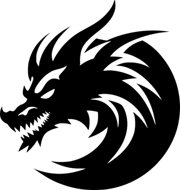 Ilustración de Vector blanco y negro de dragón