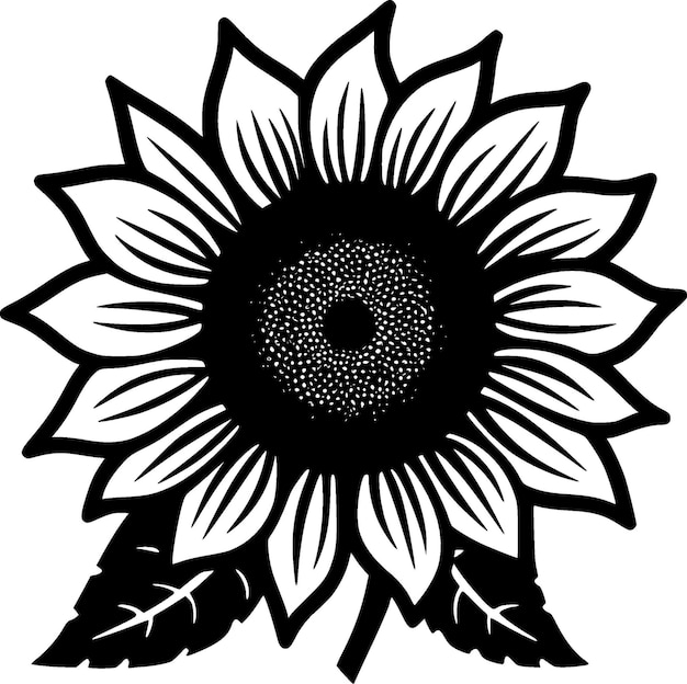 Vector ilustración de vector blanco y negro de girasol