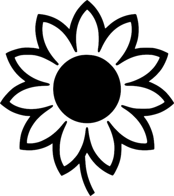Ilustración de Vector blanco y negro de girasol