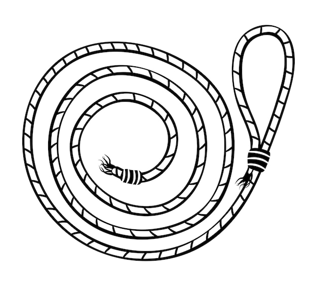 Ilustración de vector blanco y negro de lazo de cuerda de vaquero