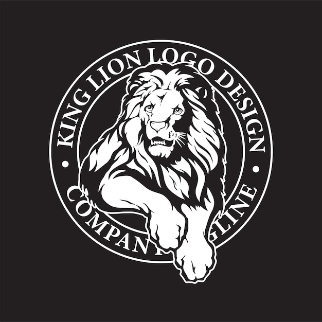 Vector ilustración de vector blanco y negro de plantilla de logotipo de león rey