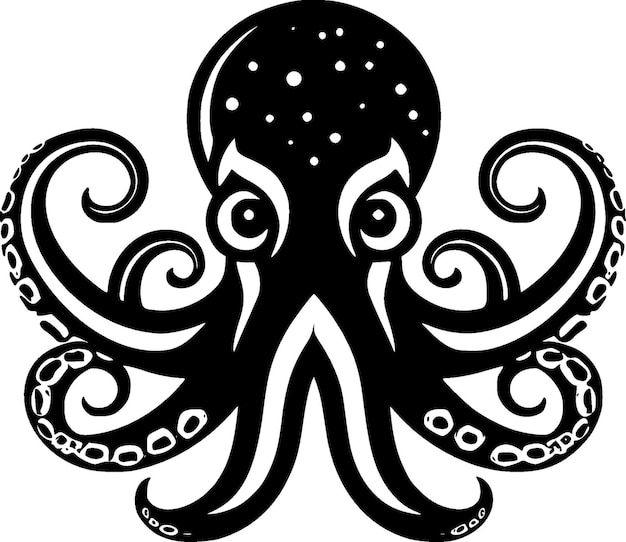 Ilustración de Vector blanco y negro de pulpo