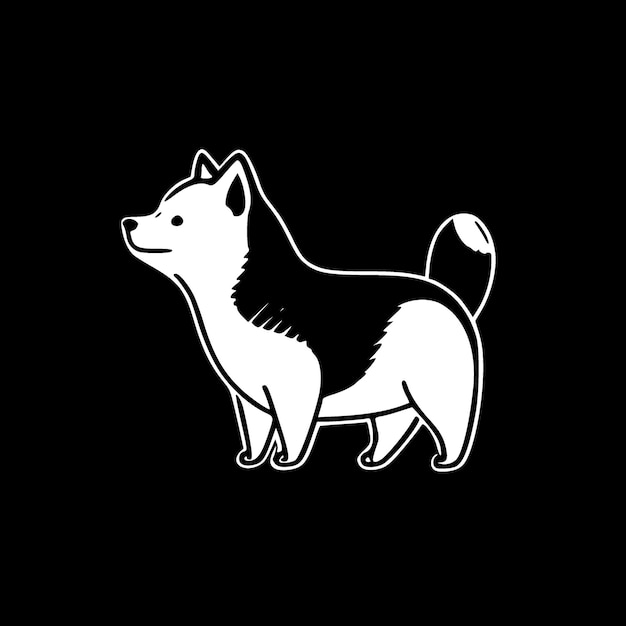 Ilustración de Vector blanco y negro de Shiba