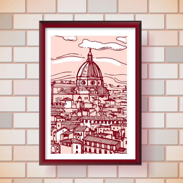 Ilustración de vector de boceto de Florencia Adecuado para la impresión de recuerdos italianos para camisetas postales de cajas de teléfono