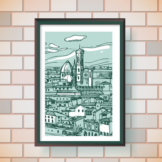 Ilustración de vector de boceto de Florencia Adecuado para la impresión de recuerdos italianos para camisetas postales de cajas de teléfono