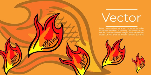 Ilustración de vector de boceto de llama de fuego. Incendios forestales, temporada seca de verano caliente advertencia dibujado a mano backgr