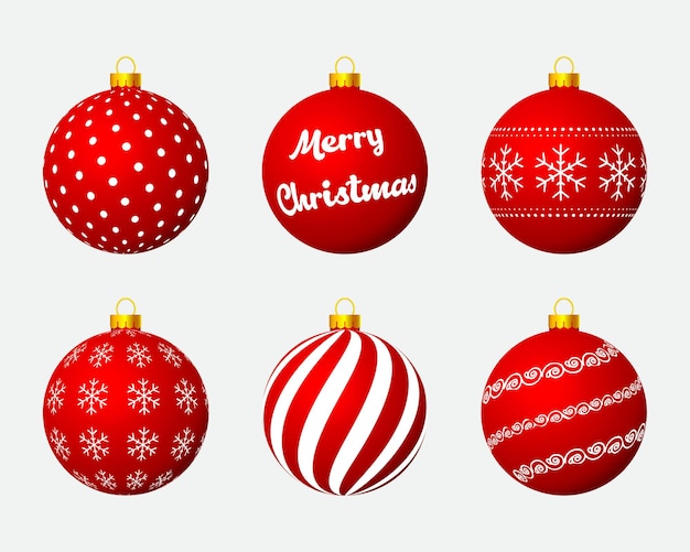 Ilustración de vector de bolas de decoración de feliz Navidad